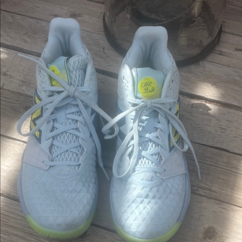 Light blue NB Sneakers with Neon Yellow Accents-COCO Gault
